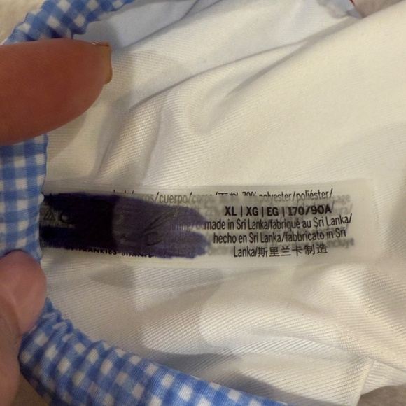 New! Frankies Bikinis xPink Reign Bikini Bottom Marina Gingham Blue 31532 - Picture 9 of 10